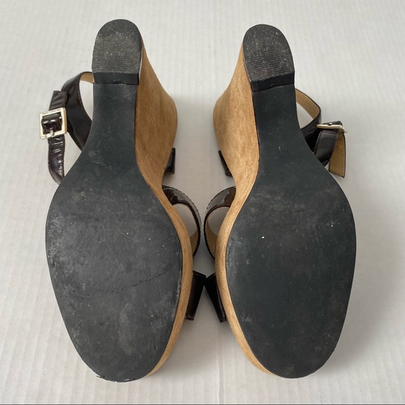 Michael Kors brown shiny wedge platform sandals - 7.5 - Picture 4 of 8